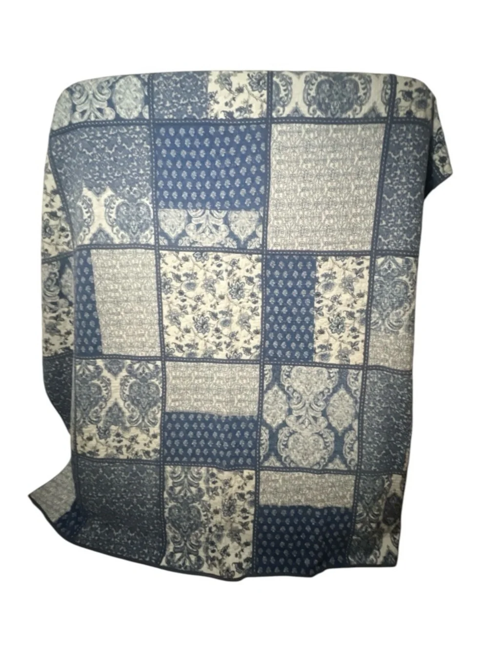 Sunham Home Fashions Blue Patchwork Cotton Quilt – 88” x 83” Queen / Full